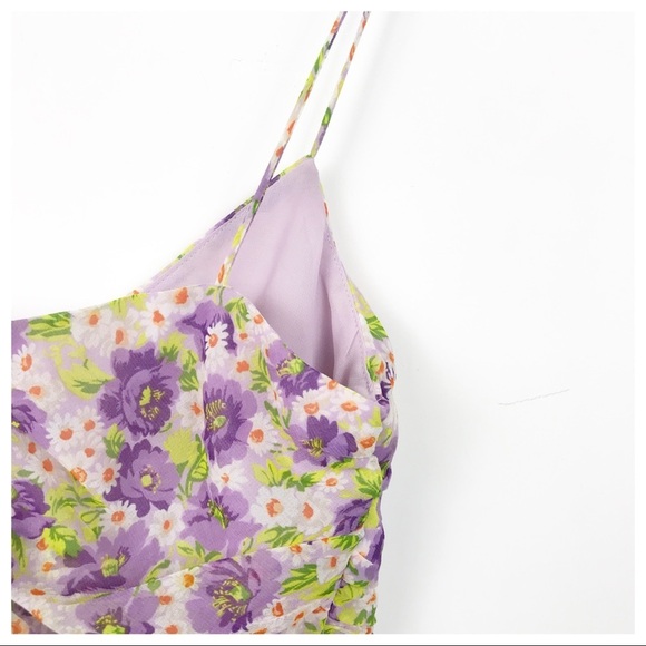 NWT Zara Bloggers Favorite Floral Ruched Spaghetti Strap Tank Top Size Small - Picture 11 of 16